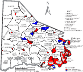 Map of Washington County Pennsylvania With Municipal and Township Labels