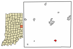 Location of Lynn in Randolph County, Indiana.