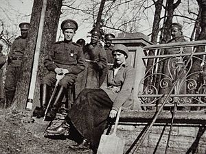 Tsarevich Alexei and Grand Duchess Tatiana in the Park at Tsarskoye Selo in 1917