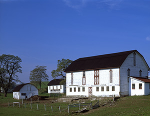 Concrete milkhouse which abuts the elegantly decorated, louvered barn in Duncannon, Pennsylvania LCCN2011631662