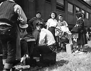 First evacuee arrivals at Granada