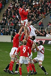 Michael Owen takes a lineout