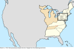 Map of the change to the United States in central North America on March 3, 1792