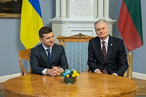 Volodymyr Zelensky with Gitanas Nausėda - 2019