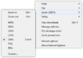 Internet Explorer zoom menu