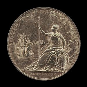 Jan Roettiers, Armed Britannia Surveying Her Navies (reverse), 1667, NGA 108156