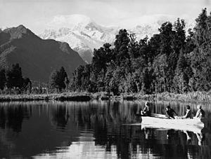 Lake Matheson, South Westland, July 1965 (15249067066)