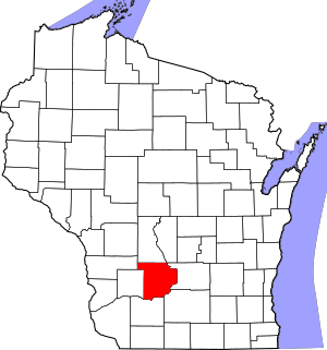 Map of Wisconsin highlighting Sauk County