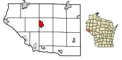 Location of Ellsworth in Pierce County, Wisconsin.