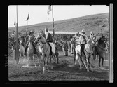 Prince Emir Saud's visit to Emir Abdullah in Amman, Transjordan. The Emirs Saoud & Talal mounted for inspection LOC matpc.20025