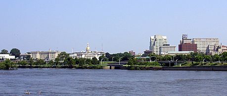 2009-08-17 View of downtown Trenton in New Jersey and the mouth of the Assunpink Creek from across the Delaware River in Morrisville, Pennsylvania