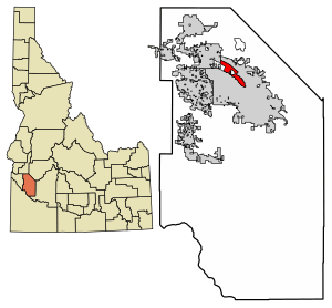 Location of Garden City in Ada County, Idaho.