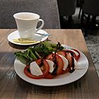 Caprese Salad and Hot Coffee