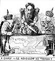 Cartoon depicting Leopold 2 and other emperial powers at Berlin conference 1884