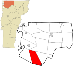 Location in Franklin County and the state of Vermont.