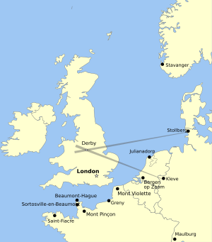 Map of Knickebein transmitters