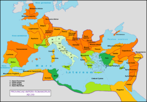 Roman Empire with provinces in 210 AD