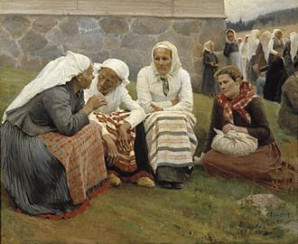 Albert Edelfelt - Women Outside the Church at Ruokolahti