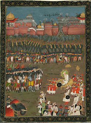 Aurangzeb during the siege of Golconda, 1687 (Hyderabad, India)