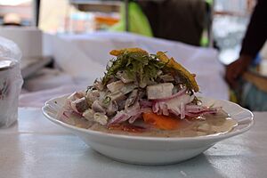 Ceviche en Desaguadero, lado peruano