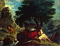 Eugène Delacroix - Lion Hunt in Morocco - WGA6228