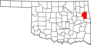 Map of Oklahoma highlighting Cherokee County