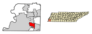 Location of Germantown in Shelby County, Tennessee.