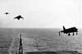 AV-8As VMA-231 approaching USS FD Roosevelt (CV-42) 1977