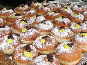 Chocolate-vanilla cream sufganiyot