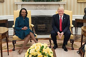 Condoleezza Rice and Donald Trump in the Oval Office, March 2017