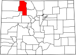 State map highlighting Routt County