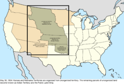 Map of the change to the United States in central North America on May 30, 1854