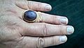 +68 Komma Sechs - Karat Sternsafir im Rundmogulschliff - Herrenringfassung - 750 Gelbgold - Russische Goldschmiedemeister - Handarbeit um 1990