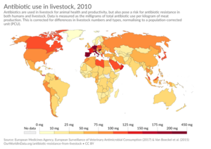 Antibiotic use in livestock, OWID