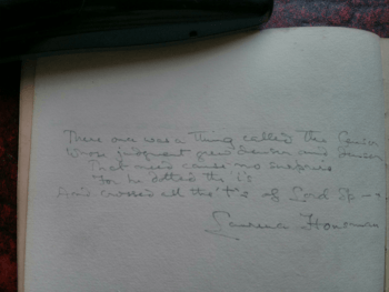 Dedication by Laurence Housman in WSPU scrapbook