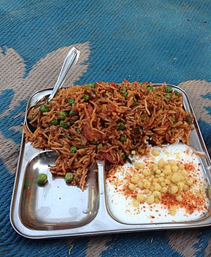 Tawa pulao and boondi raita