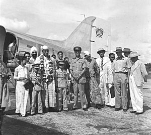 U. Win being received at Calcutta airport