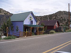 old miners' cabins remodeled into shops