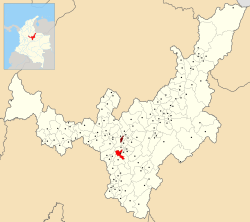 Location of the municipality and town of Jenesano in the Boyacá Department of Colombia