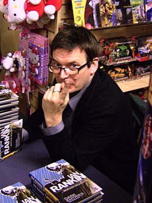 Ian Rankin signing Dark Entries in Forbidden Planet Edinburgh 06