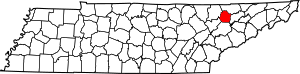 Map of Tennessee highlighting Union County