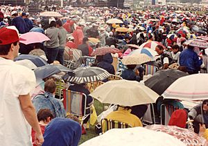 ParleeBeach NB BeachBoysConcertCrowdInTheRain CanadaDay1989