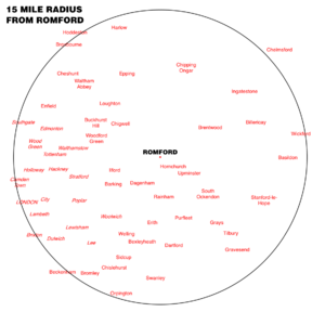 Romford 15 mile radius