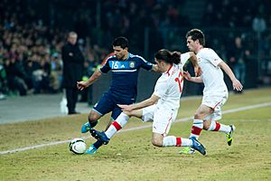 Sergio Agüero (L), Ricardo Rodriguez (C), Valentin Stocker (R) - Switzerland vs. Argentina, 29th February 2012