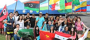 Students with flags