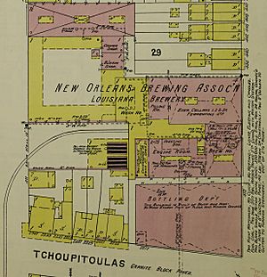 "New Orleans Brewing Association" Brewery in 1896, Sanborn Fire Insurance Map from New Orleans, Orleans Parish, Louisiana. LOC sanborn03376 007-3 (cropped)