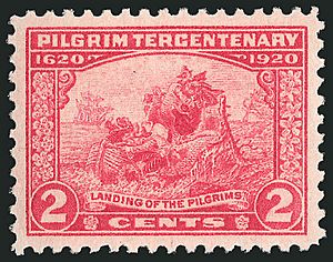 1920USstamp2centPilgrimTercentenaryLanding