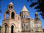 Etchmiadzin Cathedral, a large building complex in stone