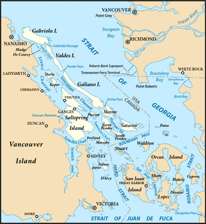 The Southern Gulf Islands, including Mayne.