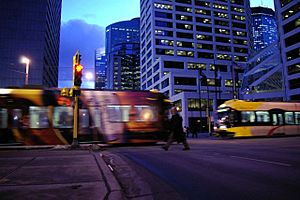 Lightrail passes through the center of Downtown Minneapolis